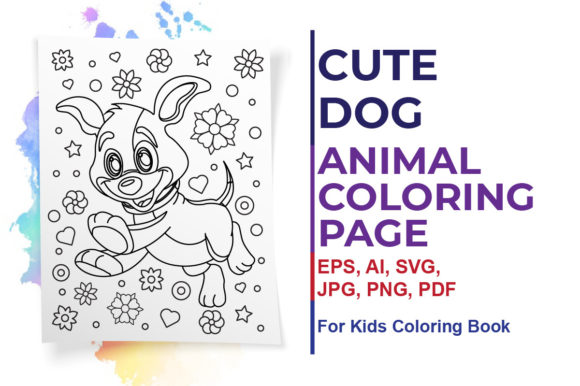 Cute Dog Coloring Page for Kids -15