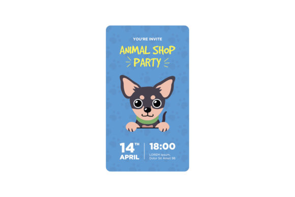 Dog, Invitation Card Design Review for Embroidery