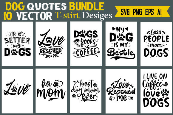 Dog Quotes Bundle Typography Review
