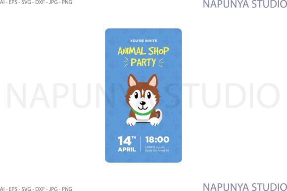 Doggies Dog Party Invitation Card Blue Review